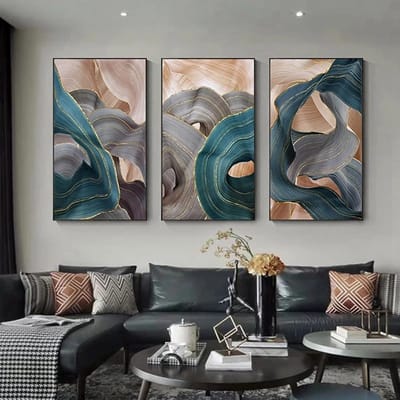 Canvas Poster Set - Wanddecoratie Prints - Woonkamer Verfraaien - Abstracte Marmer Textuur - 40 x 60 cm - Zwart Grijs