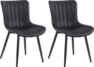 CLP Largo Set van 2 eetkamerstoelen - Zonder armleuning - Metaal frame - zwart Kunstleer