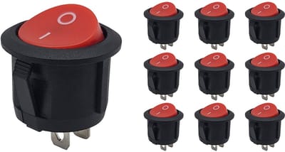 ProRide Wipschakelaar ON/OFF KCD2-202 - 2-pins - Rond ?20mm - 250V/6A - Rood - 10 stuks
