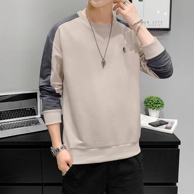Lente en Herfst Nieuw Heren Koreaans Casual Sweatshirt Losse Ronde Hals Lange Mouw T-shirt Heren Mode Merk Heren Onderhemd 4XL gray