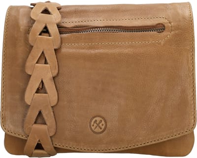 Hide & Stitches Daydreamer Crossbody Schoudertasje - Trendy Schouderband - Overslag - Leren Dames Tas - Cognac
