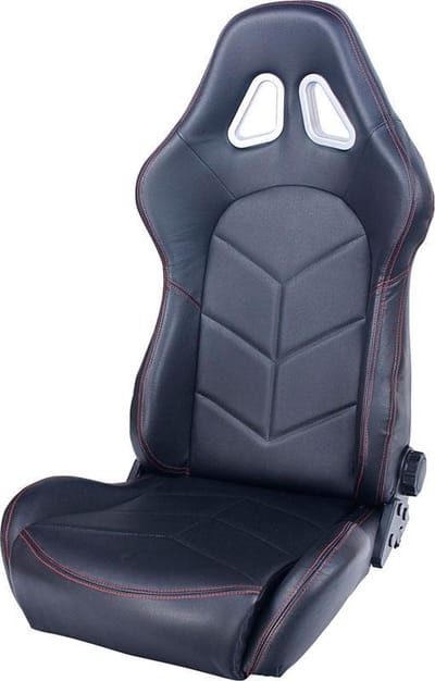 AutoStyle Sportstoel 'TN' - Zwart Kunstleder + Rode stiksels - Dubbelzijdig verstelbare rugleuning - incl. sledes