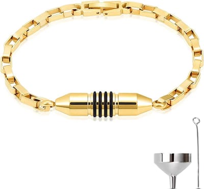 Luxe As Armband - 20 CM - Met Ashanger - Voor As, Haren of Parfum - Assieraad - Gedenksieraad - Urn - Incl. As vuller en Opbergzakje - Luxury Gold