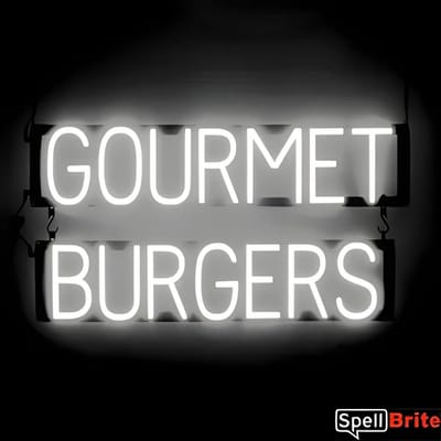 GOURMET BURGERS - Lichtreclame Neon LED bord verlicht | SpellBrite | 73 x 38 cm | 6 Dimstanden - 8 Lichtanimaties | Reclamebord neon verlichting