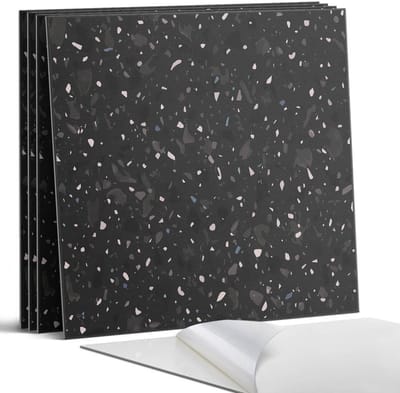 Coloray Wandpanelen Zelfklevend - Abstract terrazzo-patroon Zelfklevende Wandpanelen - 50 cm x 50 cm - Zwart Wandpaneel PVC - 4 stuks - Texturen Wandpanelen Zelfklevend - Wandpanelen Keuken - Wandpaneel Badkamer