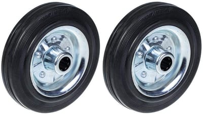 Set van 2 Zware Steunwielen voor Karren en Trolleys 160mm Rubber