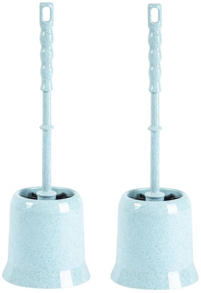 Plasticforte Wc Borstel - 2x - met houder - lichtblauw - kunststof - toiletborstel - 37 cm
