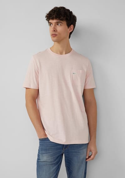 s.Oliver - male - T-shirt in vlamgarenstructuur met borstzak