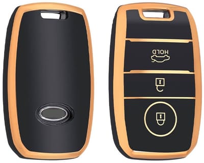 Autosleutel Hoesje geschikt voor Kia - Sleutelcover - TPU Cover Sleutelhoes - Accessoires - goud