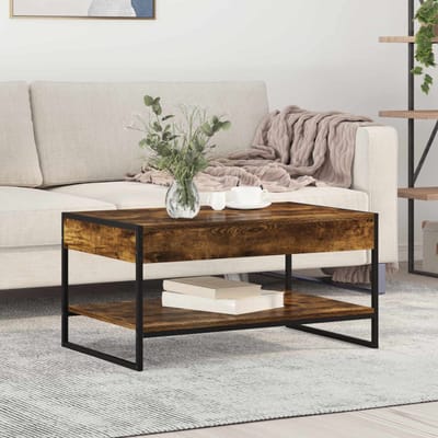 vidaXL - Salontafel - Rook - Eik - 80 - x - 50 - x - 40 - cm - Bewerkt - hout