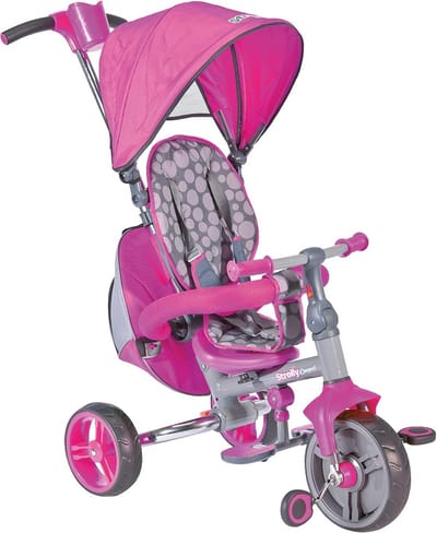 Compacte 3-in-1 Driewieler en Kinderwagen met Duwstang en Zonnedak