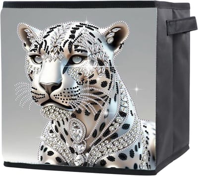 Schilderen op Nummer voor Volwassenen - Opbergmand 25 x 25 x 26 cm - Zwarte Opbergdozen voor Keuken, Badkamer en Woonkamer met Luipaardprint