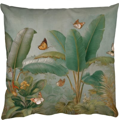 Sierkussens - Kussentjes Woonkamer - 50x50 cm - Tropisch bladerdek - Vlinders - groen - Bruin