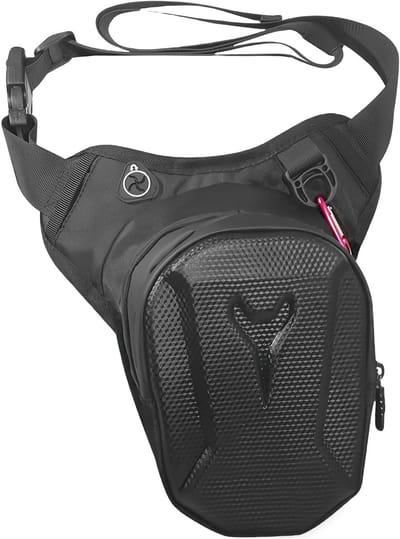 Verstelbare Waterdichte Heuptas voor Motorrijden en Hiken: 2-in-1 Been- en Buiktas met Hard Shell voor Draagcomfort en Functionaliteit, Zwart
