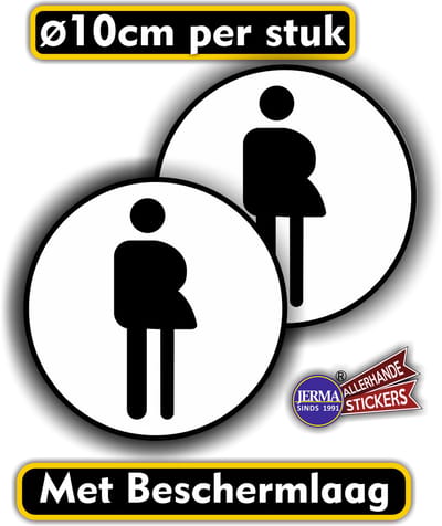 Jerma - Gender neutraal WC - Sticker - set 2 st - zwart-wit - Ø 10 cm - Krasbestendig - Zelfklevend