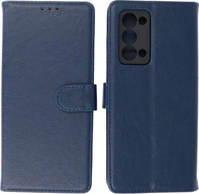 Oppo Reno 6 Pro Plus 5G Hoesje - Book Case Telefoonhoesje - Kaarthouder Portemonnee Hoesje - Wallet Case - Navy