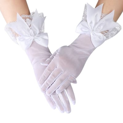 Mode Bruids Strik Handschoenen Dames Witte Handschoenen Rijhandschoenen Huwelijksfeest Accessoires wit