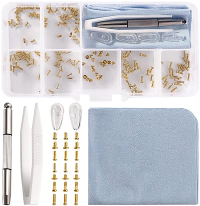 Dailygoods- Bril Reparatieset 140 Stuks - Roestvrij Staal - Neuspads - Schroevendraaier - Pincet - Brillendoekje