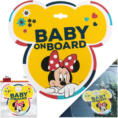 DISNEY Minnie Mouse Autoplaatje met zuignap, hangertje voor op de voorruit, autotoebehoren BABY ON BOARD