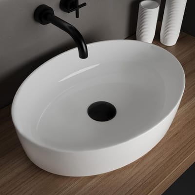 Opzetwastafel Keramiek - Wastafel Opbouw - Badkamer Inrichting - Innovatieve Nanocoating - 55 x 41 cm - Wit
