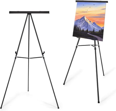 Extra Grote 70 inch Flip Chart Statief - Zwarte Aluminium Presentatie Stand voor Borden, Schilderijen en Posters