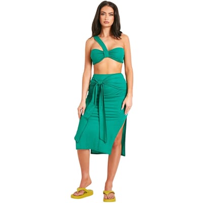 Missy Empire Linnen midi-rok voor dames (Groen)