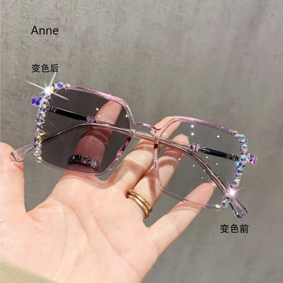 Luxe Diamant Geslepen Fotochemische Bril Trendy Kleur Veranderende Bril Handgemaakte Myopie Bril voor Dames Heren Mode -0.5