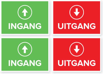 Stickerset A4 - Ingang/Uitgang - 2x Ingang - 2x Uitgang