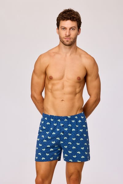 Woody Jongens-Heren boxer kameleon print blauw - maat XL
