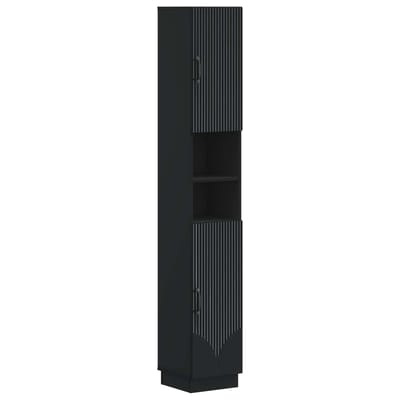 vidaXL - Badkamerkast - met - Open - Plank - HOORN - Zwart - 30 - x - 31 - x - 187 - cm