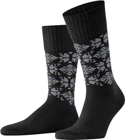 Esprit Winter Star gedessineerd katoen wol sokken heren zwart - maat 39-42
