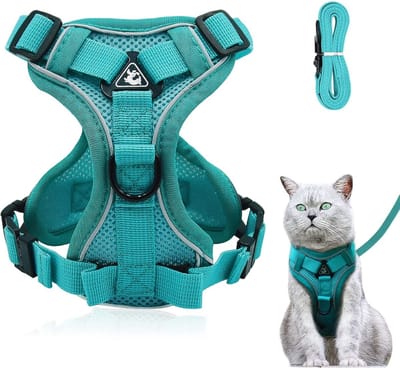 GELLDG Verstelbare anti-ontsnapping kattenmand - Kattenmandset met riem - Zachte kattenmand - Geschikt voor katten, kittens, honden en puppy's - Blue Lake - M