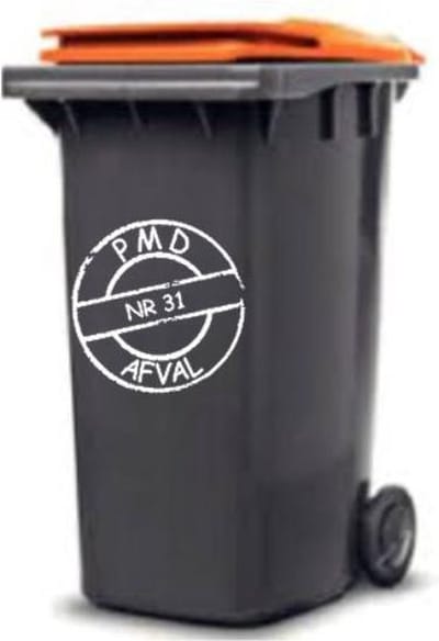 Sticker cirkel voor PMD kliko container met huisnummer | Rosami