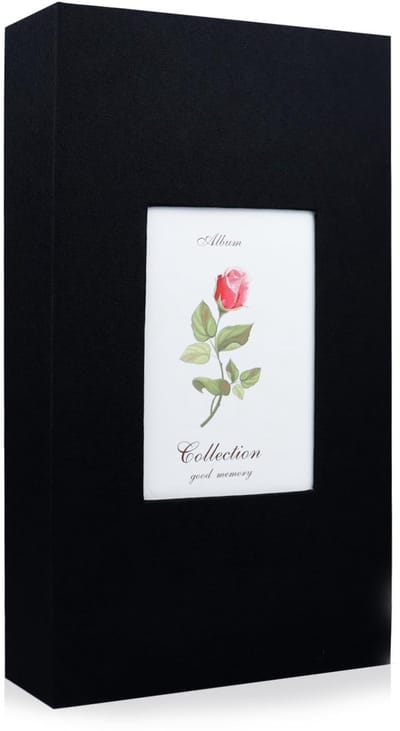 Dailygoods - Andiker Fotoalbum, fotoalbum 6 x 4 cm met 14 x 9 cm fotovenster voor 300 foto's, 33 x 18 x 5 cm, linnen fotoalbum voor bruiloften, familiefeesten, feesten om het leven vast te leggen (zwart)