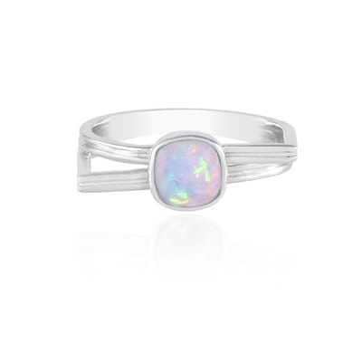 Cavill - 925 Sterling Zilver Platina Geplateerde Ring - AAA Welo Opaal 0,432 ct - Antiek Kussen Slijpsel - Elegante Handgemaakte Opaal Ring Dames