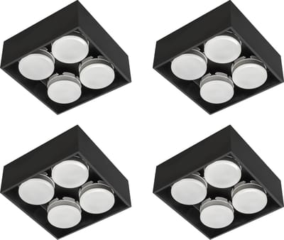 Cube Plafonniere met 4 lichtpunten - Draaibaar licht - Staal - 20 x 20 cm - GX53 - Zwart - 4PACK - Plafonnieres - Plafoniere slaapkamer - Plafondlamp - Plafondlampen - Badkamerlamp - Plafond lamp