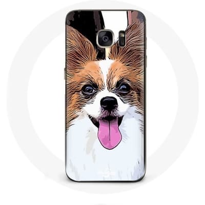 Samsung Galaxy S7 hoesje Continental Miniatuurspaniël Vlinderpuppy Wit en Bruin