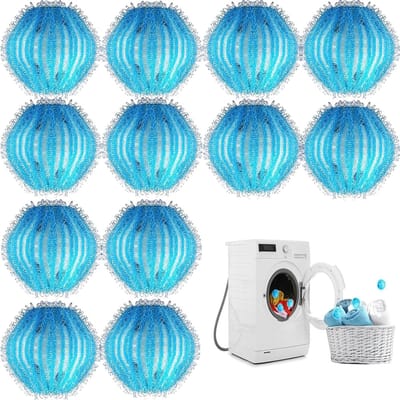 Ontharingsballen - Wasmachine ontharing - Vuilverwijderende wasballen - Anti-wikkel kleding haar absorberende ballen - Blauw - 12 stuks