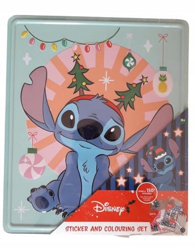 Disney Lilo en Stitch sticker en kleurplaten in blik - Kerst