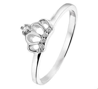 Zilver Gerhodineerde Kinderring kroon zirkonia 1328203 15.50 mm (49)