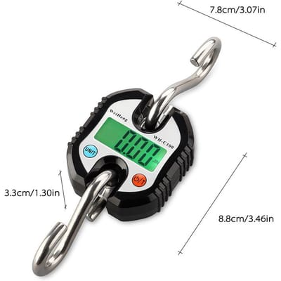 WH-C100 Balance Électronique Numérique Robuste en Acier Inoxydable à Crochet Suspendu Balance pour Grue LCD Boucle noir