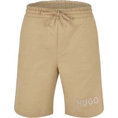 Hugo Heren Dinkoe katoenen sweatshorts met logo (Medium Bruin)