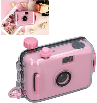 Allecto - Retro Filmcamera - Herbruikbare Filmcamera - Waterdichte Behuizing - Lichtroze - Perfect voor Verjaardagen - Voor elke gelegenheid