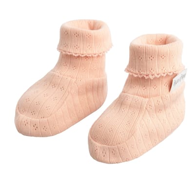 Baby's Only Slofjes Dream - Baby sloffen voor jongens en meisjes - Baby Pantoffels gemaakt van 100% ecologisch katoen - Peach - 0-3 mnd - GOTS