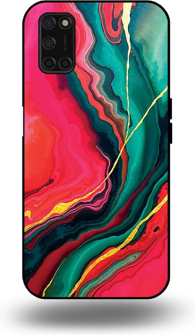 Smartphonica Telefoonhoesje Geschikt voor OPPO A52 / A72 4G / A92 met Rood Groen Marmer Opdruk - TPU Backcover Case Red Green Marble Design geschikt voor Oppo A52;Oppo A72;Oppo A92