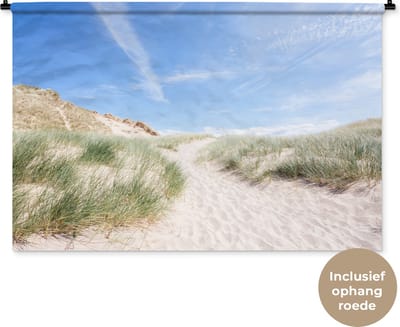 Wandkleed - Wanddoek - Strand - Duin - Gras - 150x100 cm - Wandtapijt