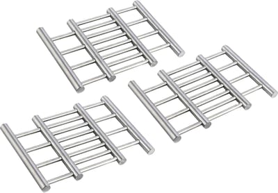 3x stuks uitschuifbare/verstelbare alle soorten pannen onderzetter RVS 23 x 20 x 2 cm - Pannenonderzetter