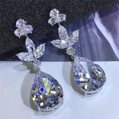 Boucles d'oreilles de mariage élégantes et élégantes pour femmes, bijoux de couleur AAA, zircone cubique brillant, anniversaire WHITE gray