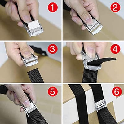 10 Pakketten Verstelbare Sjorriemen met Nokgesp - Zware Spanriem voor Motorfiets, Auto, Aanhanger en Bagage - 50x2.5 cm