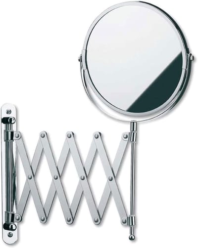 Wand Make-up Spiegel - Vergrotende Spiegel - Badkamer Gebruik - 360 Graden Draaibaar - 8 Inch Diameter - Metaal Zilver